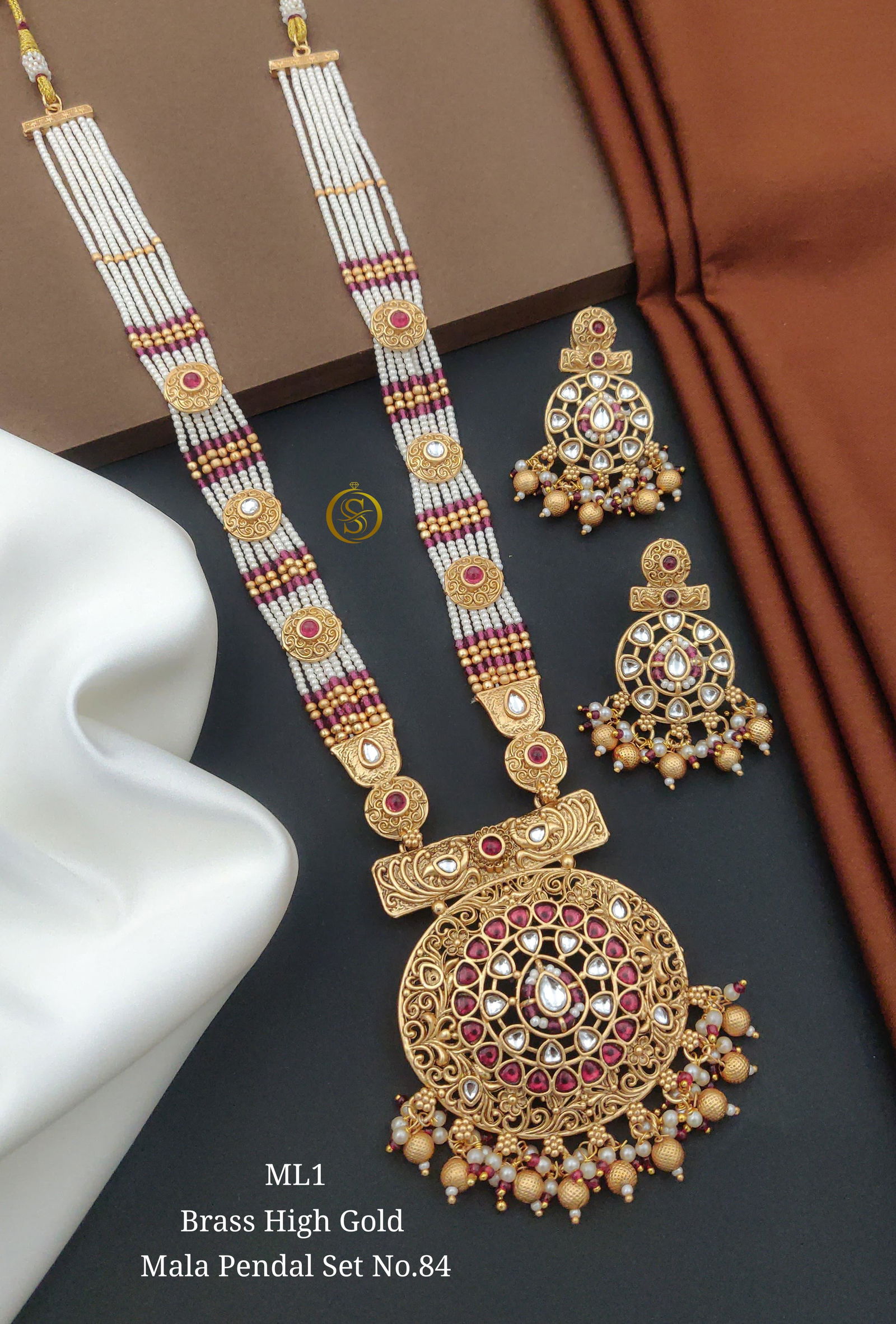 ML T 1 Brass High Gold Mala Pendal Set Bridal Jewellwry Wholesale Online
